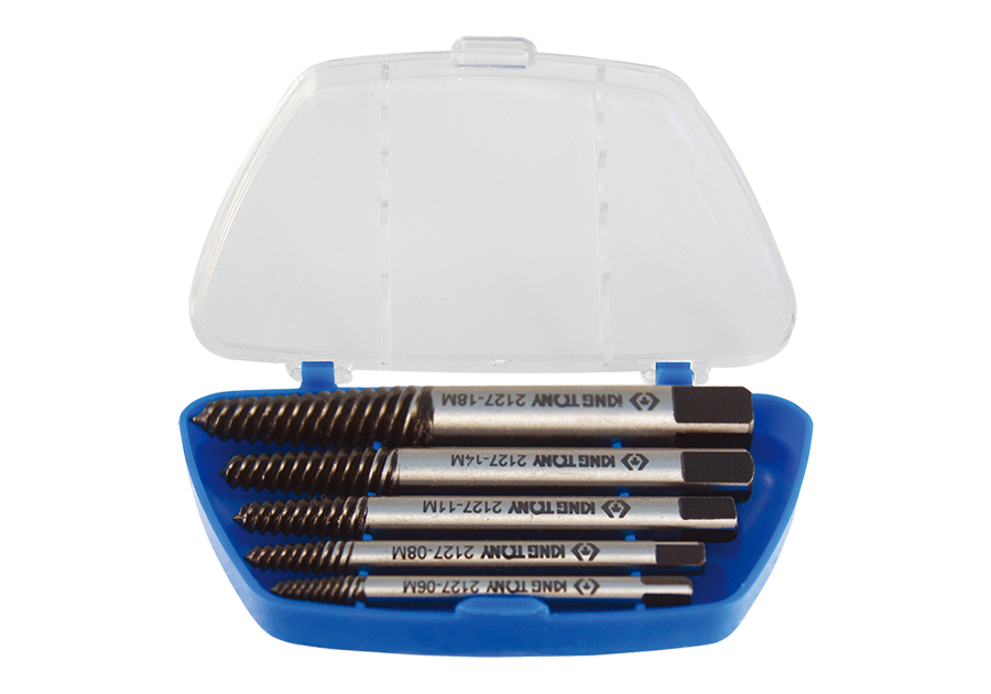 11205SQ.png 5PC Screw Extractor Set M3-M18 - Broken Bolt, Stud & Damaged Screw Removal Tool Kit - Image 1