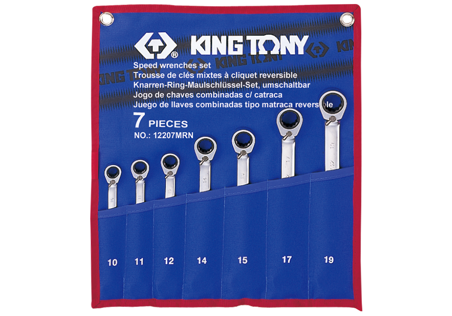 12207MRN.png 7PC Metric Reversible Speed Wrench Set with Pouch Bag 10-19MM - Image 1