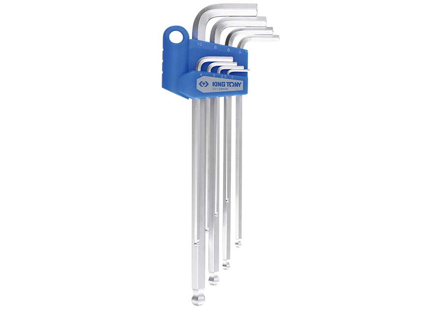 20108MR.png 8PC Extra Long Arm Ball Point Hex Key Set 2-10MM Metric Chrome - Image 1