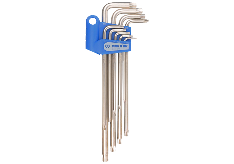 20319PR-9-PC.-Star-L-Wrench-Set-Extra-Long-Type.png 9PC Extra Long Torx Wrench Set T10-T50 - Professional Long Arm Star Key Set - Image 1