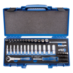 48PC 1/4" Drive Socket Set 12PT Metric Chrome