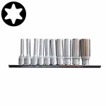 10PC 1/4" Drive Star Deep Socket Set E4–E16 50MM Length