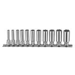 11PC 1/4" Drive Deep Socket Set 6PT 4-14MM (50MM Length)