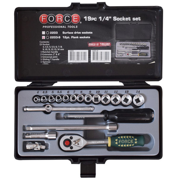 2203-9-web-600x600-1.jpg 20PC 1/4" Drive 12PT Socket Set 4-14MM - Image 1
