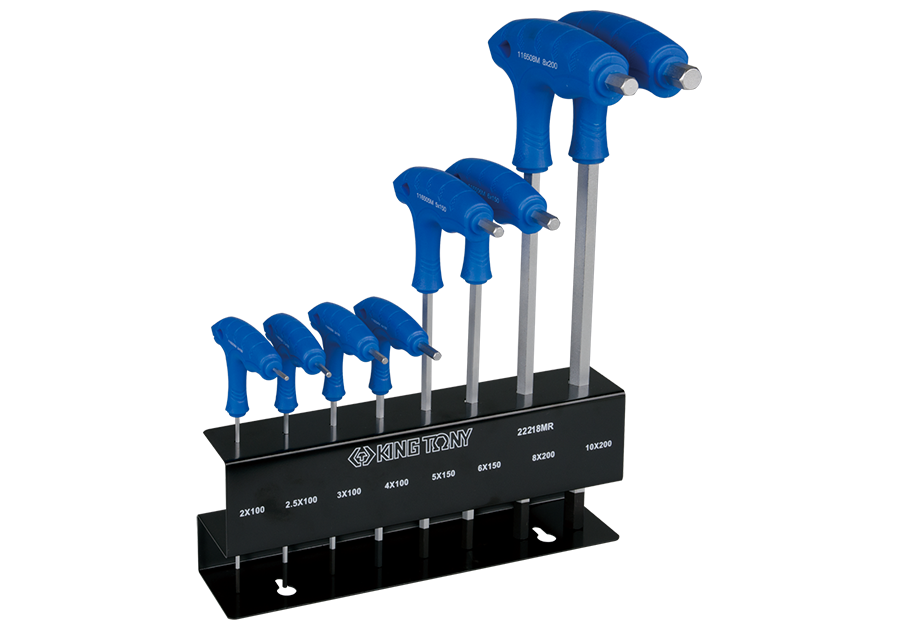 22218MR.png 8PC L-Handle Hex Key Set 2–10MM With Rack - Image 1