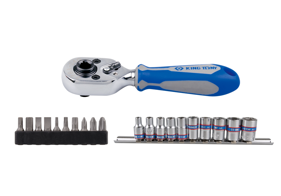 2501MR.png 21PC 1/4″ Drive Bit & Socket Set Metric - 72-Tooth Mini Ratchet, Metric Sockets & Screwdriver Bits - Image 1