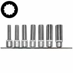 7PC 1/2" Drive 12PT Deep Socket Set 8-19MM 77MM Length