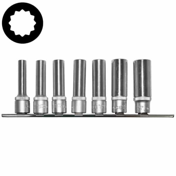 40711-9-web-2-600x600-1.jpg 7PC 1/2" Drive 12PT Deep Socket Set 8-19MM 77MM Length - Image 1