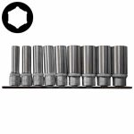 9PC 1/2" Drive 6PT Deep Socket Set 10-24MM 77MM Length