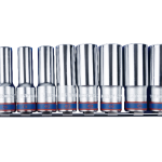 8PC 1/2" Drive Deep Socket Rail Set 12MM–23MM 12PT Metric Chrome