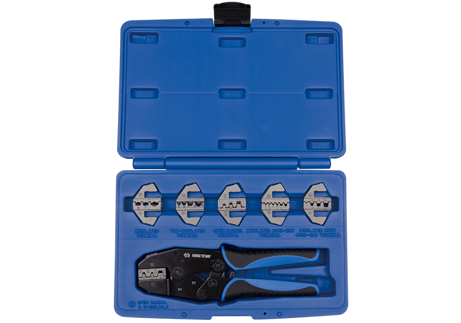 42107GX.png 7PC Interchangeable Ratchet Crimping Tool Set - Professional Wire Terminal Crimper Kit - Image 1