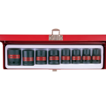 8PC 1/2" Drive Air Impact Socket Set 6PT SAE Black