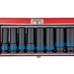8PC 1/2" Drive Deep Impact Socket Set Metric Black