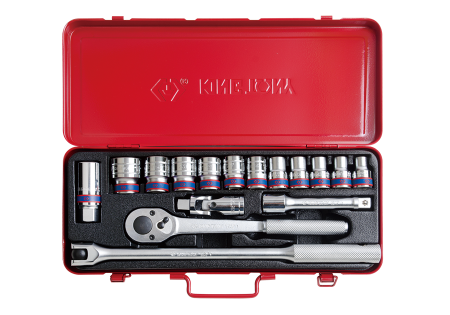 4516MR.png 16PC 1/2" Drive Socket Set 6PT Metric Chrome - Heavy Duty Socket Wrench Kit - Image 1