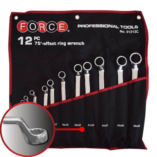 51213C-web-1-600x600-1.jpg 12PC 75° Degree Offset Ring Wrench Set 6 x 7MM–30 x 32MM - Professional Metric Offset Ring Spanner Set - Image 1