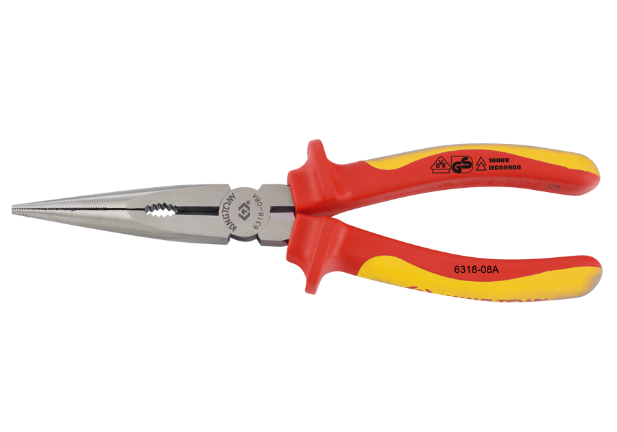 6318A.png VDE Insulated Long Nose Pliers 8-1/4" - Image 1