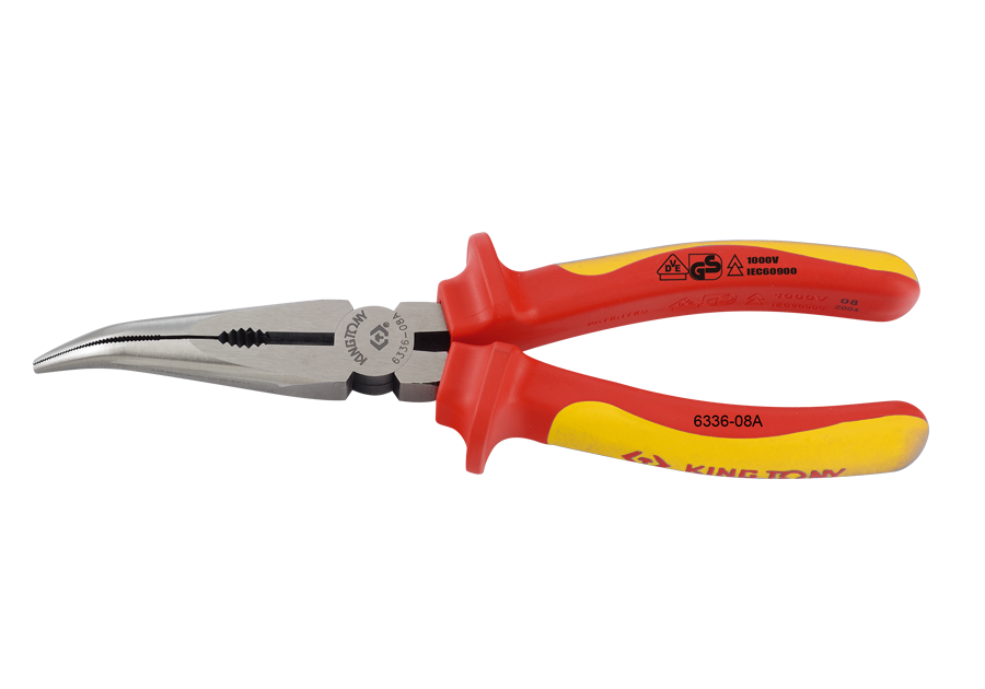 6336A.png VDE Insulated Bent Nose Pliers 8" (200MM Length) - Image 1