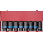 8PC 3/4″ 6PT Drive Deep Impact Socket Set Metric Black