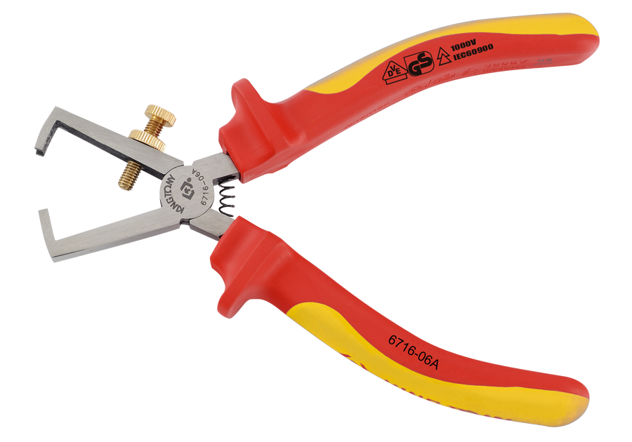 6716A.png VDE Insulated Stripping Pliers 6-1/4″ (160mm) – 1000V Professional Wire Stripping Tool - Image 1