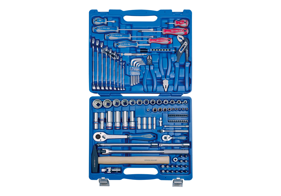 7010MR.png KINGTONY 110PC 1/2" & 1/4" Drive Combination Socket Set - Professional Mechanic Tool Kit - Image 1