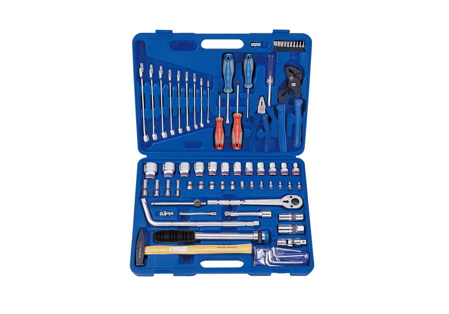 7075MR.png 75PC 1/2" & 1/4" Drive Socket Wrench Set 12PT Chrome - Image 1
