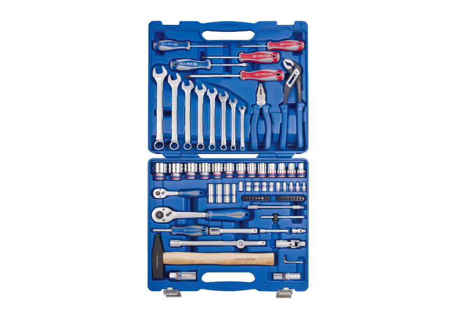 7077MR.png 77PC 1/2″ & 1/4″ Drive Socket Set 12PT Metric - Heavy Duty Metric Socket & Ratchet Tool Set - Image 1