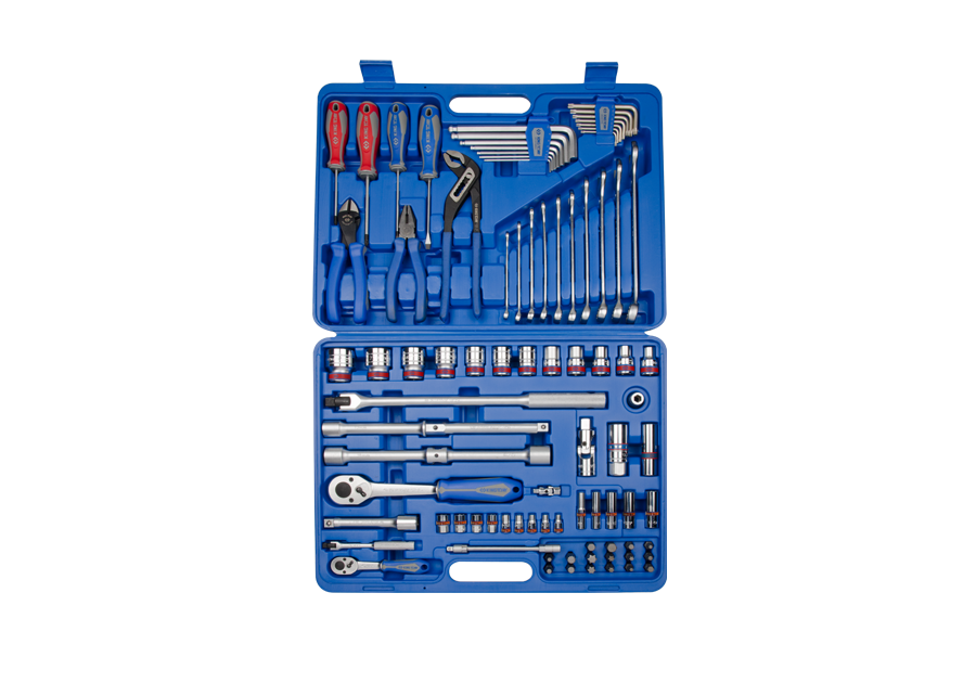 7085SR.png 1/4" Drive & 1/2" Drive 85PC Socket Wrench Set Inch - Image 1