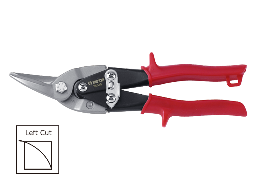74010.png Aviation Tin Snips Left Cut Red 10" - Heavy Duty Compound Action Metal Cutting Shears - Image 1