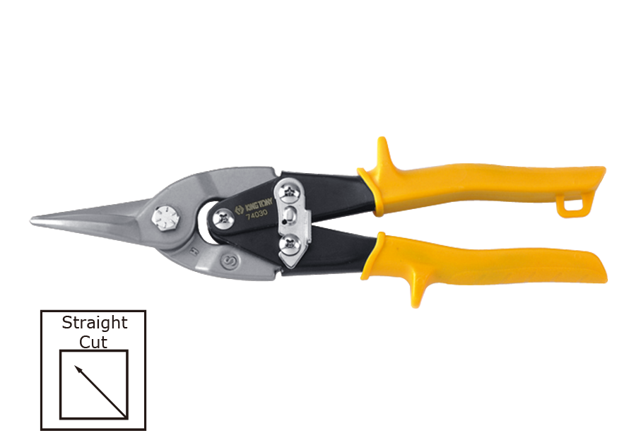 74030.png Aviation Tin Snips Straight Cut 10" Yellow - Heavy Duty Compound Action Metal Shears - Image 1