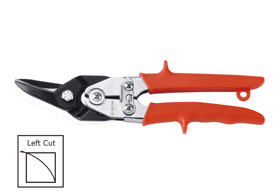 74250.png 10" Figure Tin Snips Left Cut Red - Heavy Duty Compound Action Metal Cutting Shears - Image 1