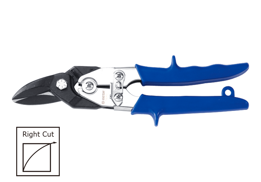 74260.png Figure Tin Snips Right Cut 10" Blue - Heavy Duty Compound Action Metal Cutting Shears - Image 1