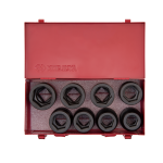 8PC 1" Drive Impact Socket Set 6PT SAE Black