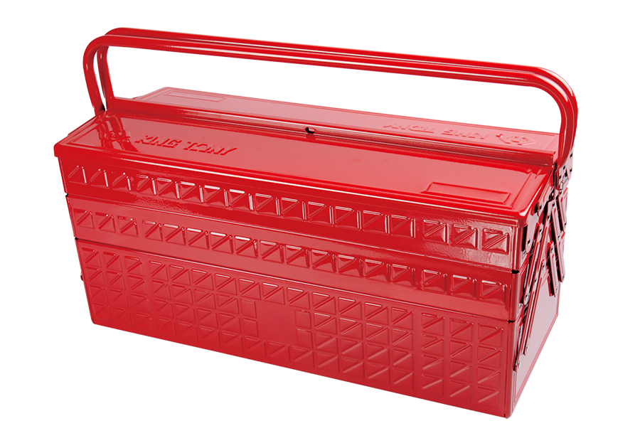 87408.png Cantilever Tool Box 530 × 220 × 260mm - Heavy-Duty 3 Section Fold-Up Steel Toolbox with Adjustable Handle - Image 1