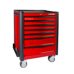 7 Drawer Ball Bearing Type Tool Trolley Bumper + 5" Caster Red