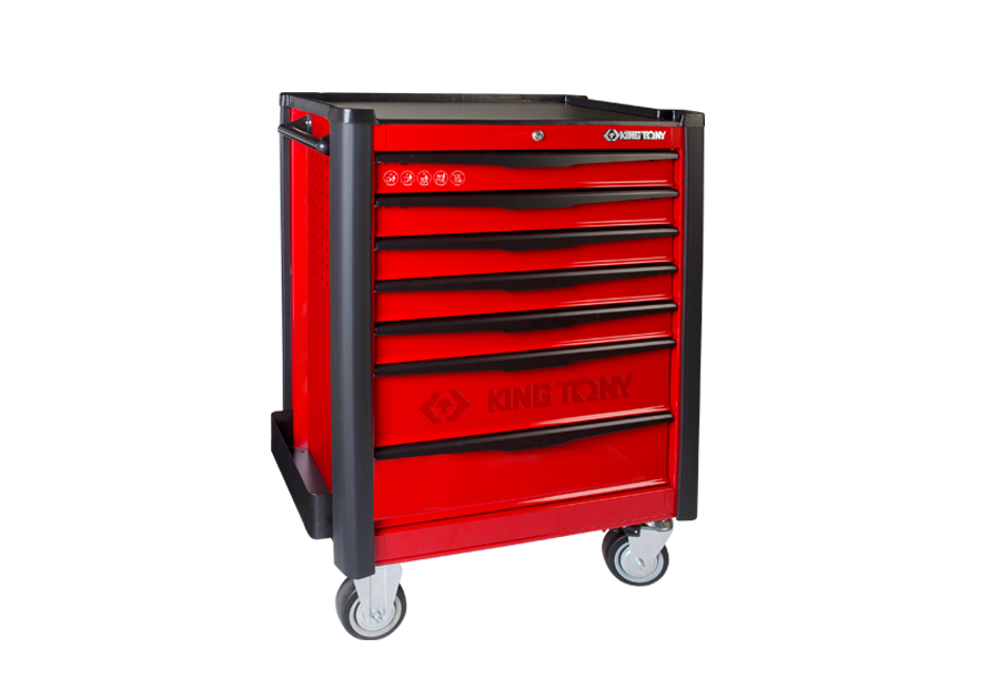 87934-7BF.png 7 Drawer Ball Bearing Type Tool Trolley Bumper + 5" Caster Red - Image 1