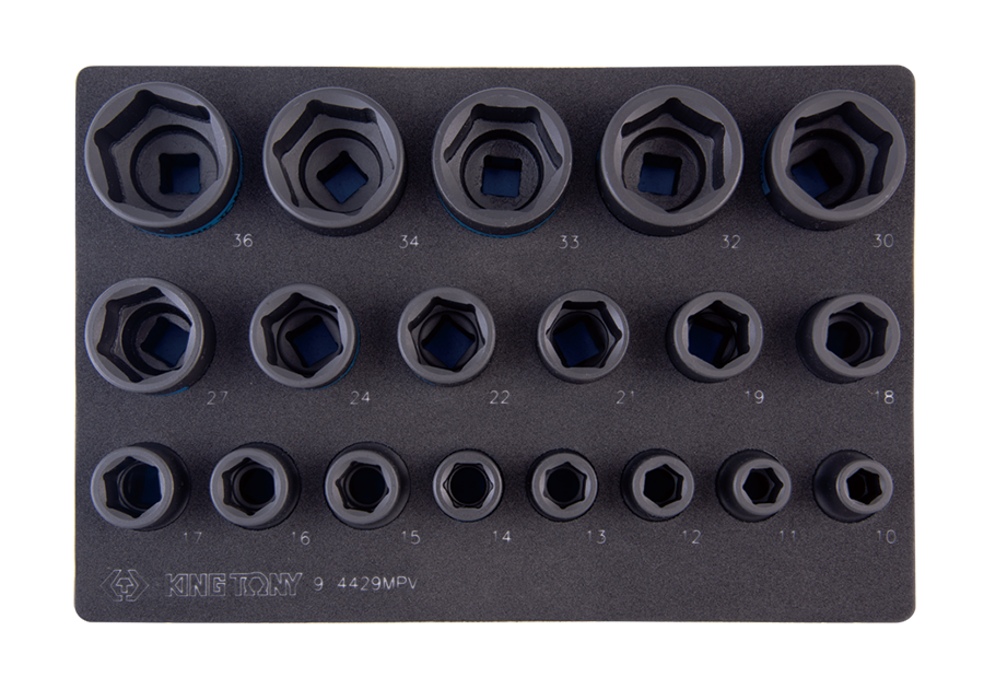 9-4429MPV.png 19PC 1/2" Drive Impact Socket Set 6PT Black - Image 1