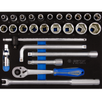 27PC 1/2" Drive Socket Set 6PT Metric For Tool Box
