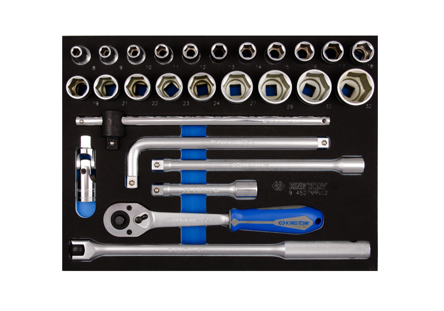 9-4527MRV02.png 27PC 1/2" Drive Socket Set 6PT Metric For Tool Box - Image 1