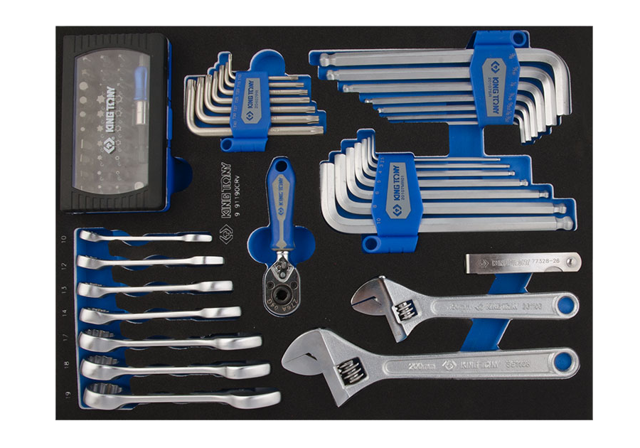 9-91190CRV.png 90PC Wrench & Bit & Hex Key Set With EVA Tray - Image 1