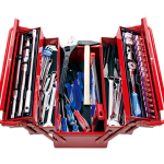 68PC 3 Section Fold Up Tool Box Set - Professional Steel Cantilever Toolbox with Metric Hand Tools