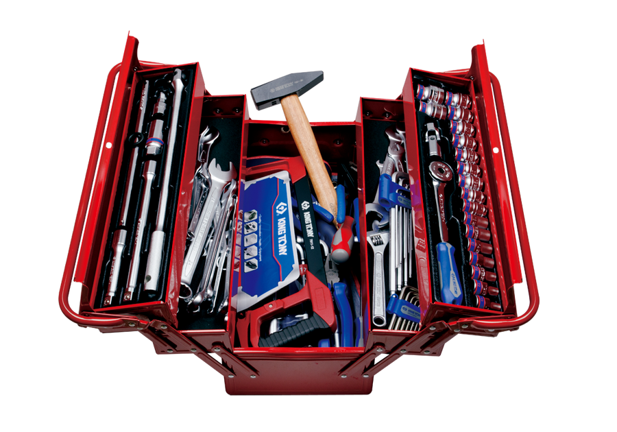 902-089MR01.png 88PC 3 Section Fold Up Tool Box Set - Professional Metric Steel Cantilever Toolbox with Hand Tools - Image 1