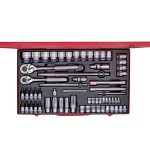 62PC 1/2" & 3/8" & 1/4" Drive Socket Set 6PT Metric