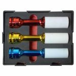 3PC 1/2" Drive Colored 6PT Flank Deep Impact Socket Set 17-21MM 150MM Length