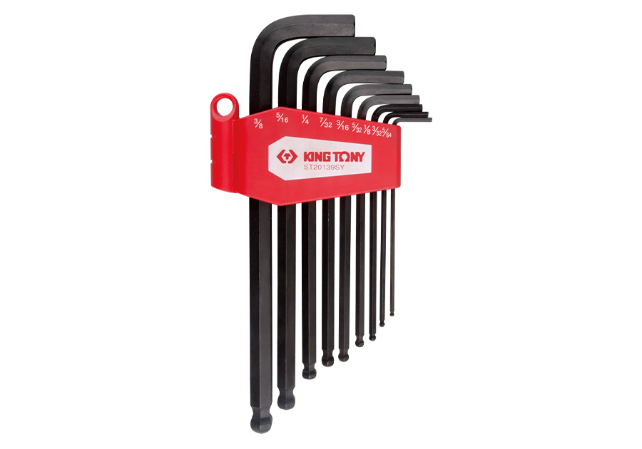 ST20139SY.png 9PC Long Arm Ball End Hex Key Set 5/64"–3/8" Black - Image 1